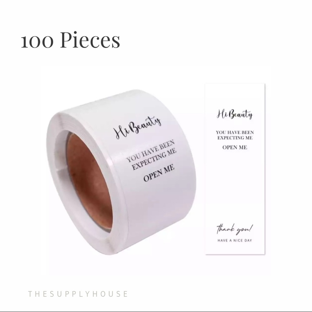 Box Seal Packaging Labels. Rectangle Thank You Stickers. Hi Beauty. 100 Pieces